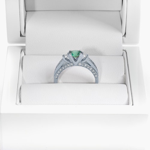 Pierścionek Secret Garden: białe złoto, szmaragd